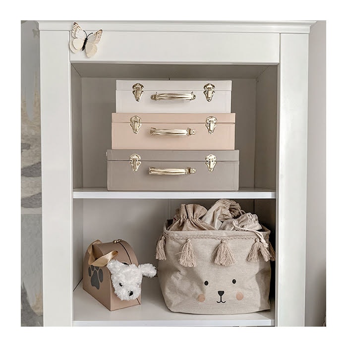 Förvaring Koffert Set om 3 Beige Rosa Vit - Resväska Leksaksförvaring Jabadabado