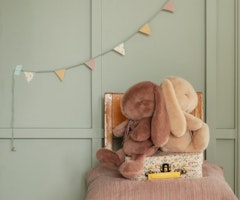 Maileg Kanin i Plysch med Rosett Small Beige - Bunny Plush Cream Peach