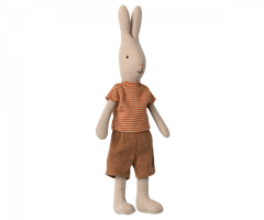 Maileg Kanin Storlek 1 - Rabbit med Röd Randig Tröja och Bruna Byxor