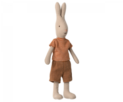 Maileg Kanin Storlek 1 - Rabbit med Röd Randig Tröja och Bruna Byxor