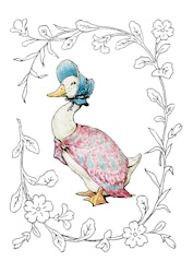 Jemima Puddle Duck med Fin Ram - Pelle Kanin Anka med Sjalett Dubbelvikt Kort Stort