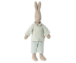 Maileg Kanin Storlek 1 - Rabbit med Mönstrad Blå Pyjamas