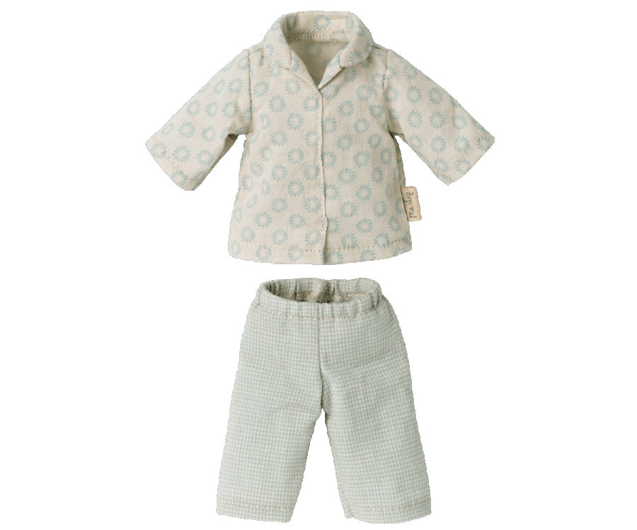 Maileg Kanin Storlek 1 - Rabbit med Mönstrad Blå Pyjamas