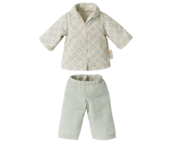 Maileg Kanin Storlek 1 - Rabbit med Mönstrad Blå Pyjamas