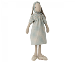 Maileg Kanin Strl 3 - Bunny med Blå Rutig Klänning och Hätta