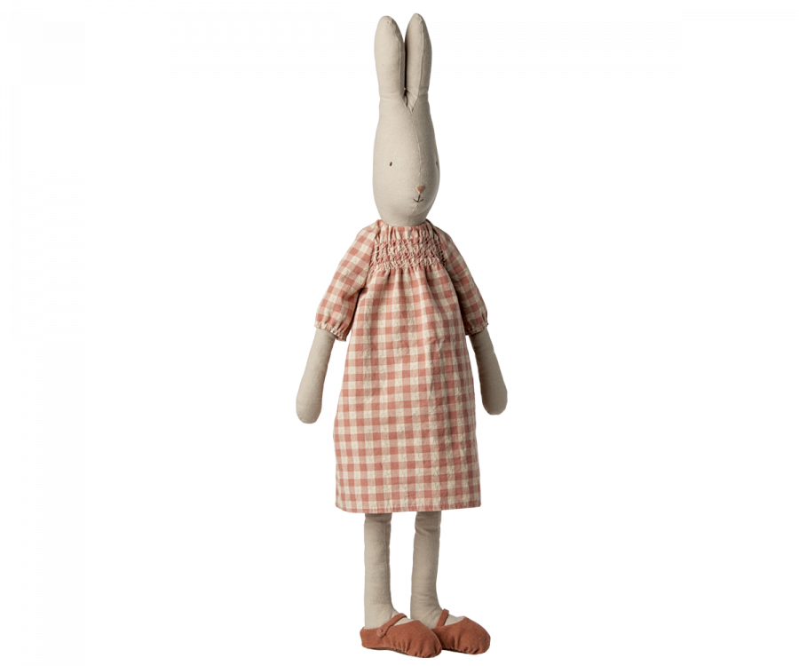 Maileg Kanin Strl 5 - Rabbit med Röd Rutig Klänning och Skor