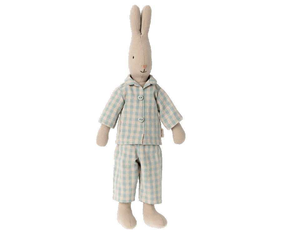 Maileg Kanin Storlek 2 - Rabbit med Blå Rutig Pyjamas
