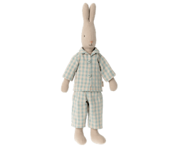 Maileg Kanin Storlek 2 - Rabbit med Blå Rutig Pyjamas