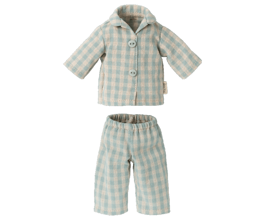 Maileg Kanin Storlek 2 - Rabbit med Blå Rutig Pyjamas