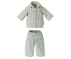 Maileg Kanin Storlek 2 - Rabbit med Blå Rutig Pyjamas