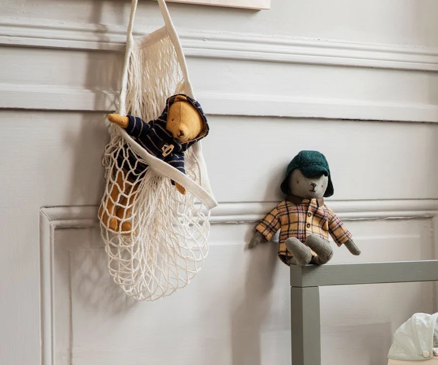 Maileg Jacka Till Teddy Junior - Randig Duffel med Luva