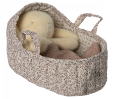 Maileg Carrycot Liggdel Large - Blommig Offwhite med Kudde och Filt