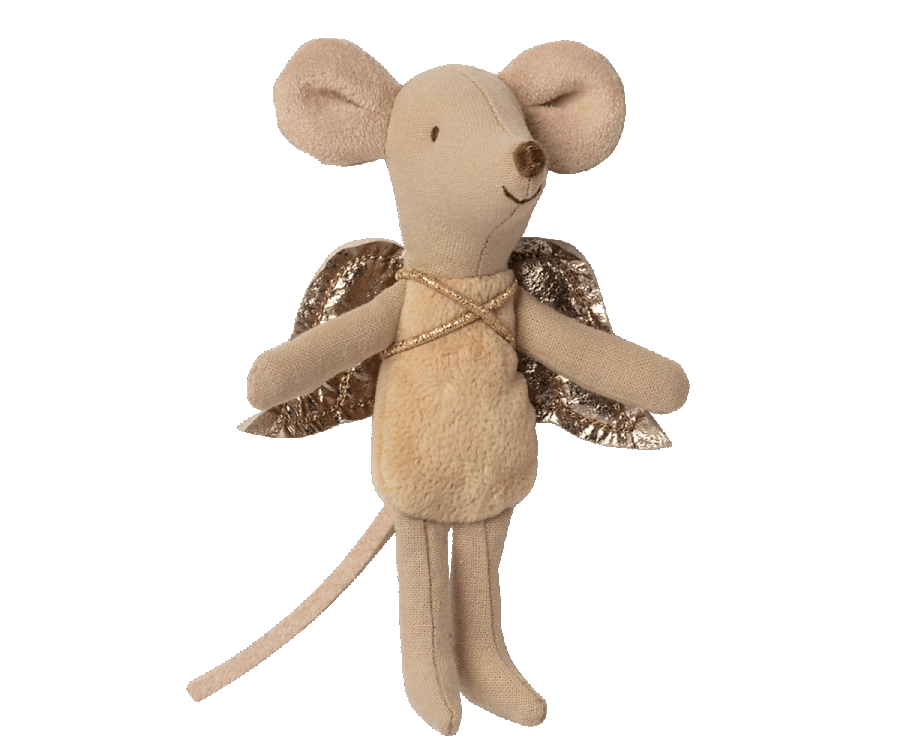 Maileg Mus-fe med Guldvingar - Ängel Mus Beige