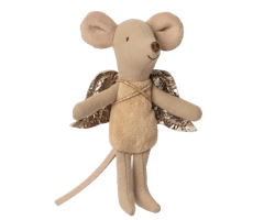 Maileg Mus-fe med Guldvingar - Ängel Mus Beige