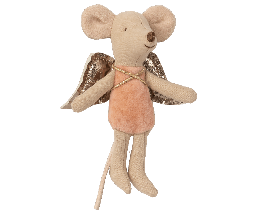 Maileg Mus-fe med Guldvingar - Ängel Mus Rosa