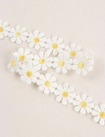 Band med Vita Blommor - Bomullsband 180 cm