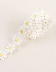 Band med Vita Blommor - Bomullsband 180 cm