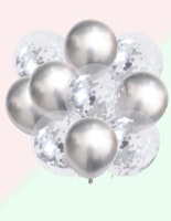 Ballonger Mix Silver / Konfetti Ballong Glitter - 10 st