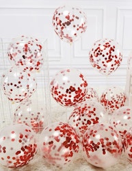 Ballonger Röd Konfetti Glitter -9 st