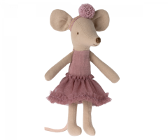 Maileg Ballerina Storasyster Mus med Ballerinakjol och Hårband - Heather Mörkt Rosa