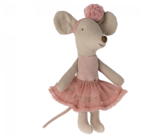 Maileg Ballerina Lillasyster Mus med Ballerinakjol och Hårband - Rosa