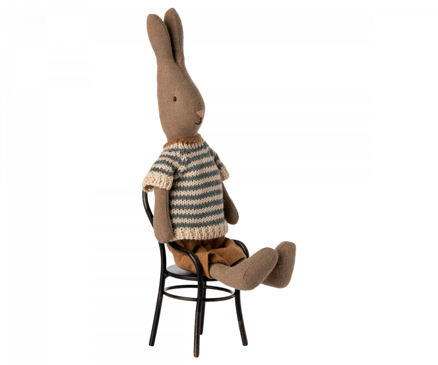 Maileg Brun Kanin Storlek 1 - Rabbit med Randig Stickad Tröja och Bruna Byxor