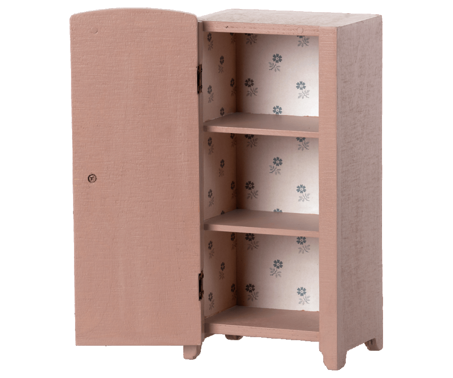 Maileg Skåp Stort Rosa med Blom Mönster - Miniature Light Rose Stor Garderob