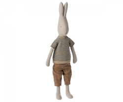 Maileg Kanin Strl 4 - Rabbit med Blå Randig Stickad Tröja och Bruna Byxor