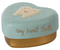 Maileg Tandask Hjärta Ljusblå Guld - My Sweet Tooth Mint Blå