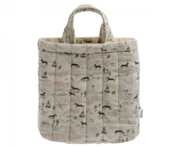 Maileg Quiltad Mjuk Tyg Väska med Handtag Hästar - Tygväska Tote Bag Happy Horse