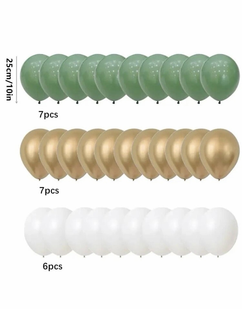 Ballonger Mix Grön/Guld - 20 st