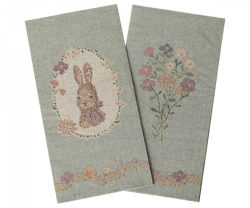 Maileg Servetter Gröna med Kanin - Lapin De Paques Rosa Rosett på Kanin