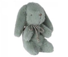 Maileg Liten Kanin i Plysch med Rosett Blå - Mint Bunny Mini