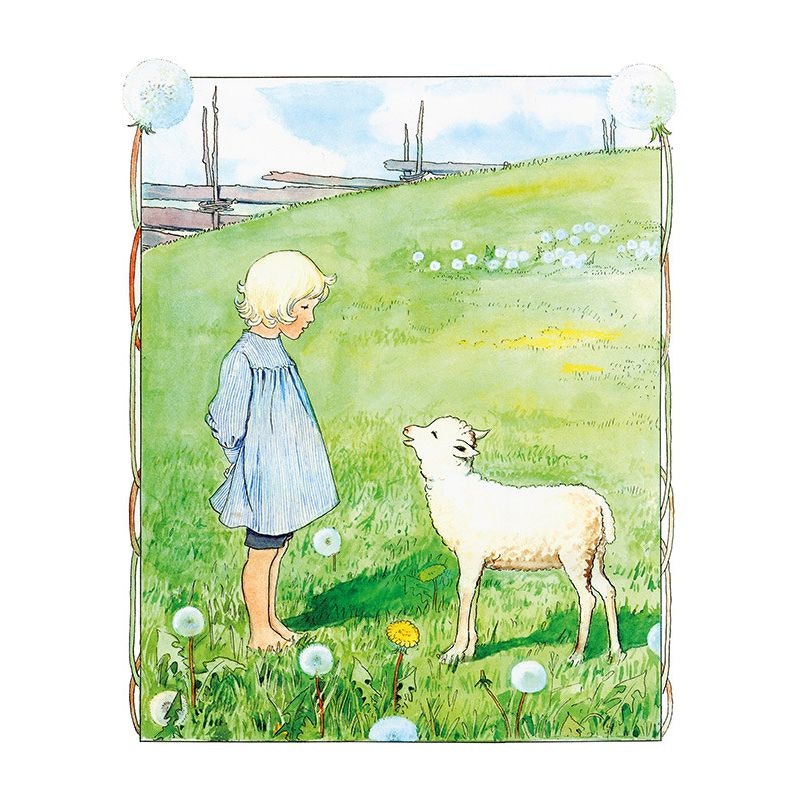 Affisch Elsa Beskow Bä Bä Vita Lamm 50 x 70 cm Poster Barntavla