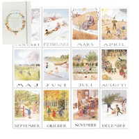 Elsa Beskow Månadsbilder i Mapp 12 st (Januari - December) A4