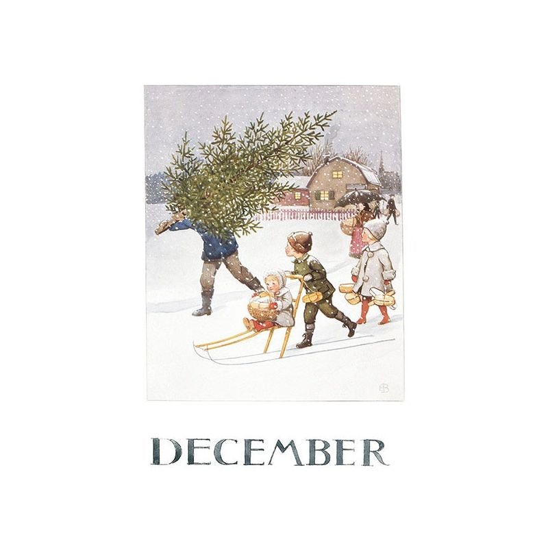 Vykort Månadskort December Elsa Beskow