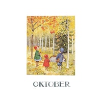 Vykort Månadskort Oktober Elsa Beskow