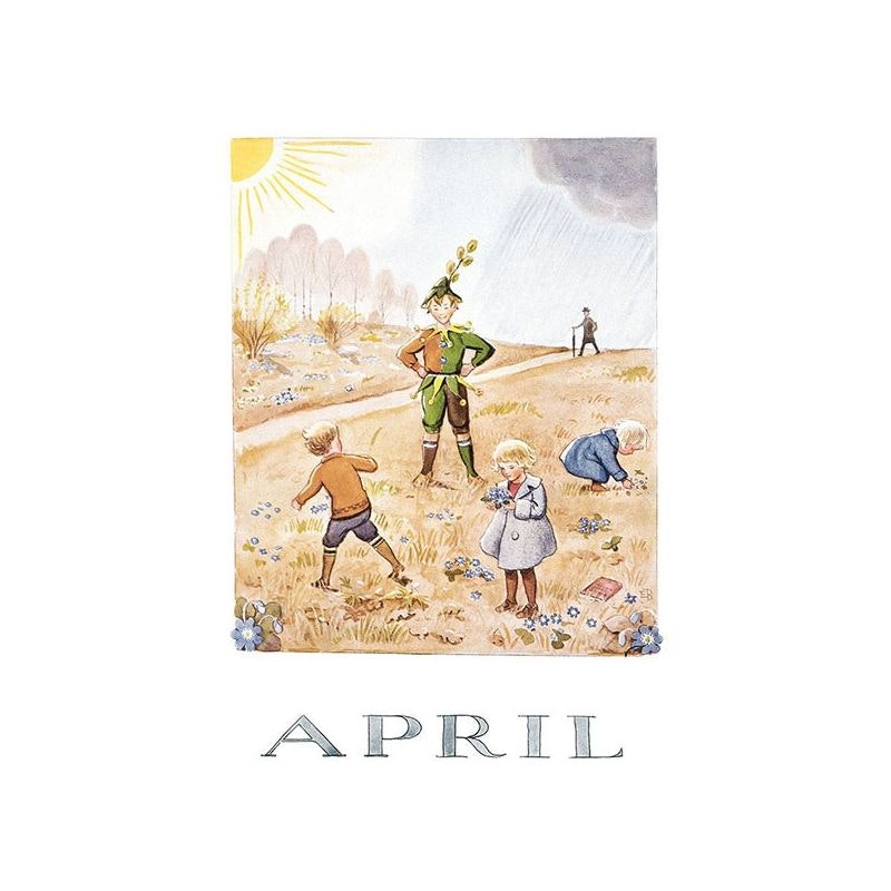Vykort Månadskort April Elsa Beskow