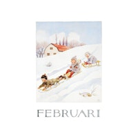 Vykort Månadskort Februari Elsa Beskow