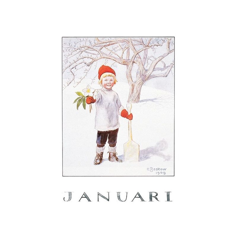 Vykort Månadskort Januari Elsa Beskow