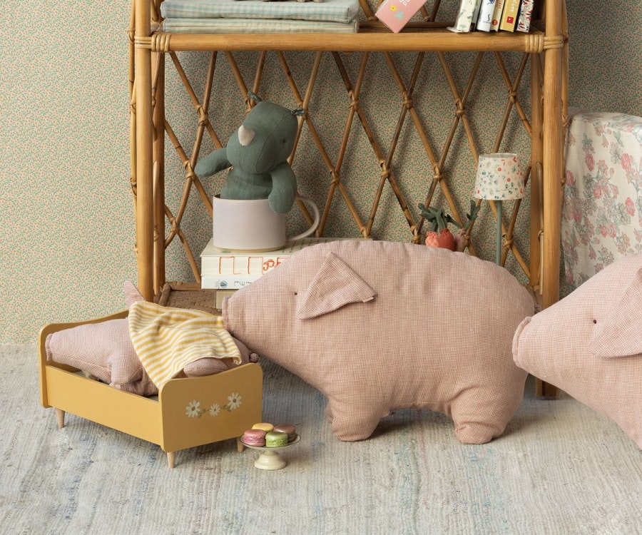 Maileg Rutig Gris Medium - Polly Pork Mjukisdjur Rosa