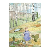 Affisch Elsa Beskow "Blåsippan Ute i Backarna Står" 50 x 70 cm Poster Barntavla Blåsippa Vår