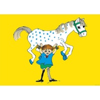 Affisch Astrid Lindgren Pippi Långstrump och Lilla Gubben Gul Poster Barntavla 50 x 70 cm