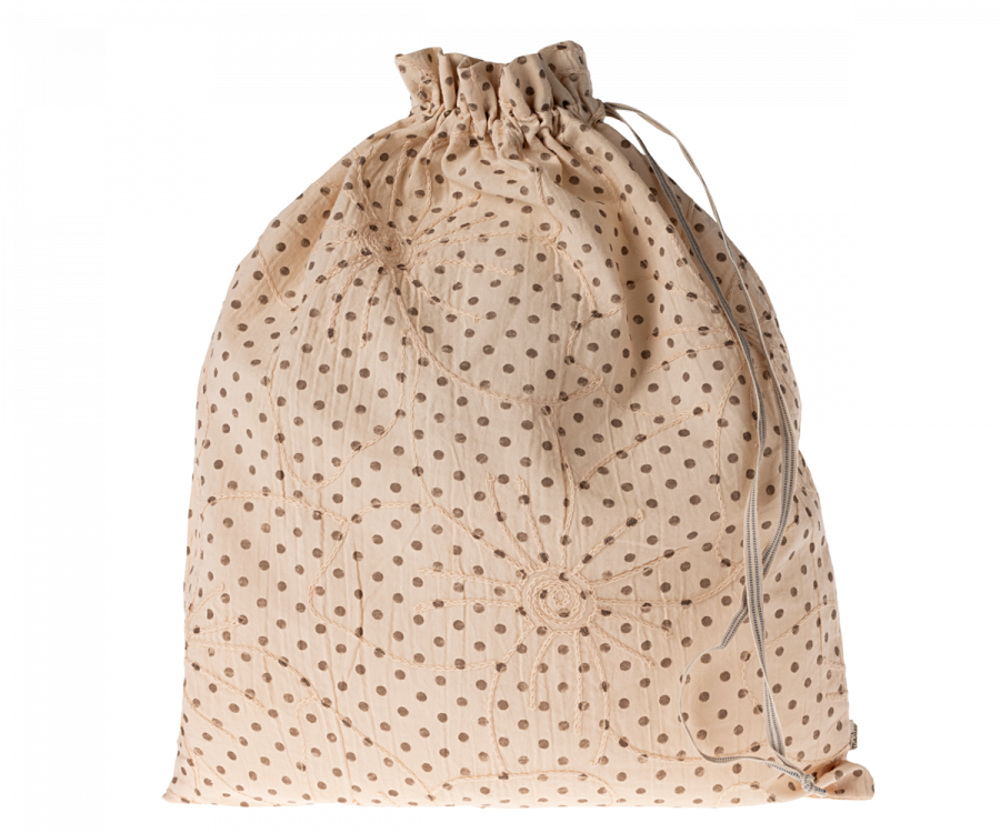 Maileg Förvaringspåse i Tyg Prickig Brun - Brown Dots Beige Förvaring Tygpåse
