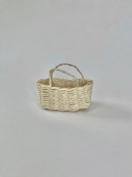 Flätad Korg med Handtag Beige Oval - Dekoration till Dockskåpet