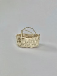 Flätad Korg med Handtag Beige Oval - Dekoration till Dockskåpet
