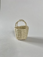Flätad Korg med Handtag Beige Rund - Dekoration till Dockskåpet