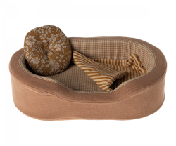 Maileg Cosy Basket Small - Hund/Kattbädd med Kudde och Filt Brun