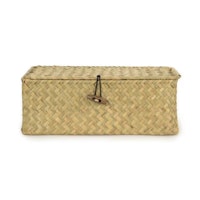 Ask med Lock i Naturmaterial - Korg Leksaksförvaring Egmont Toys Beige Brun