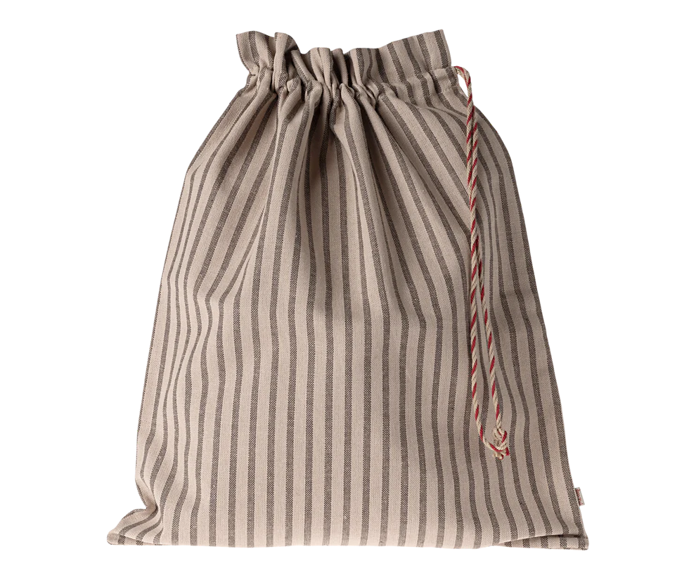 Maileg Förvaringspåse i Tyg Randig Brun - Stripes Sand/Brown Förvaring Tygpåse